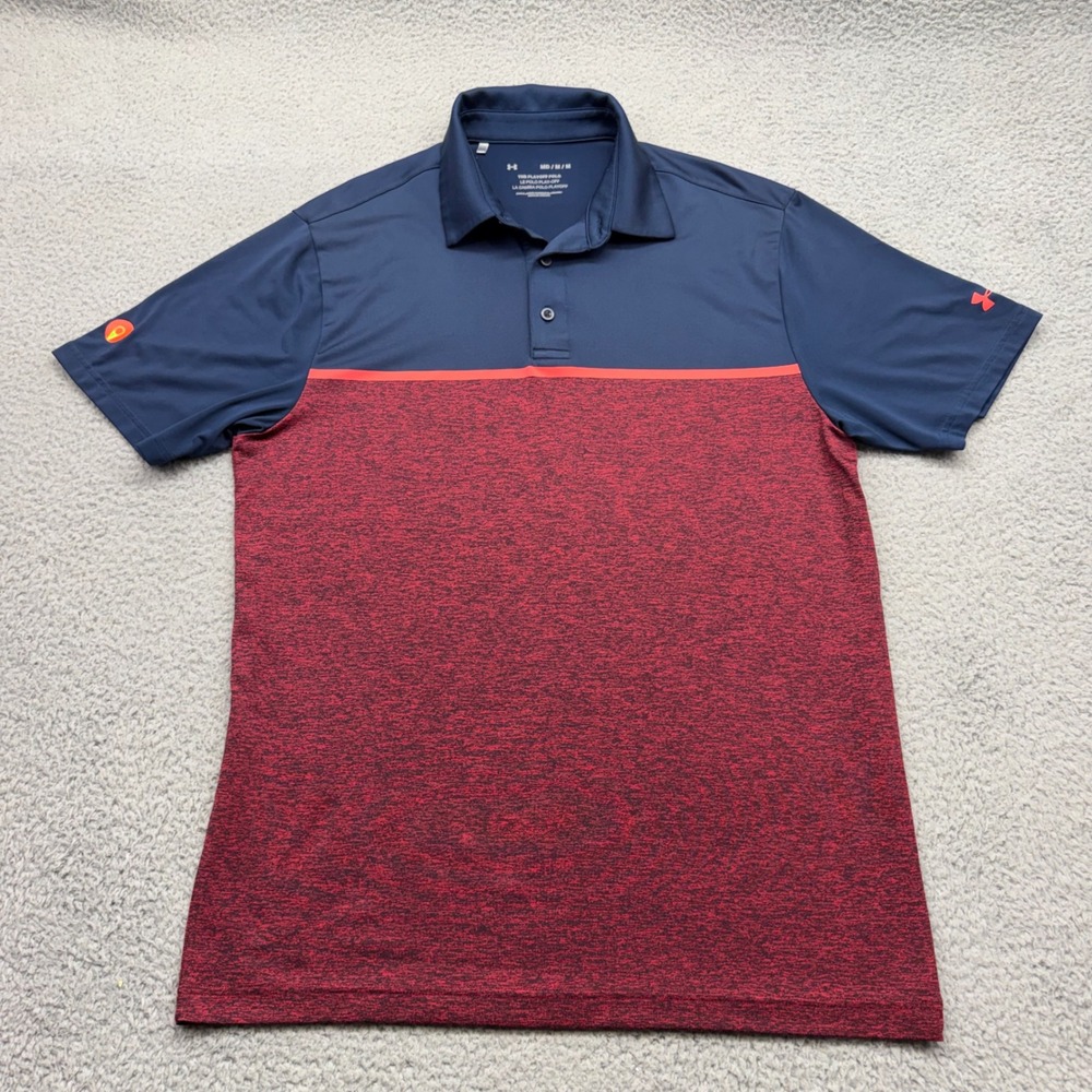 Under Armour Mens Size Medium Navy Red The Playoff Polo Space Dye Golf Shirt